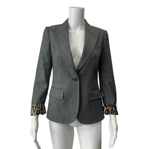Dolce & Gabbana Black Gray Herringbone Blazer Jacket size 2-4 - Picture 1 of 9